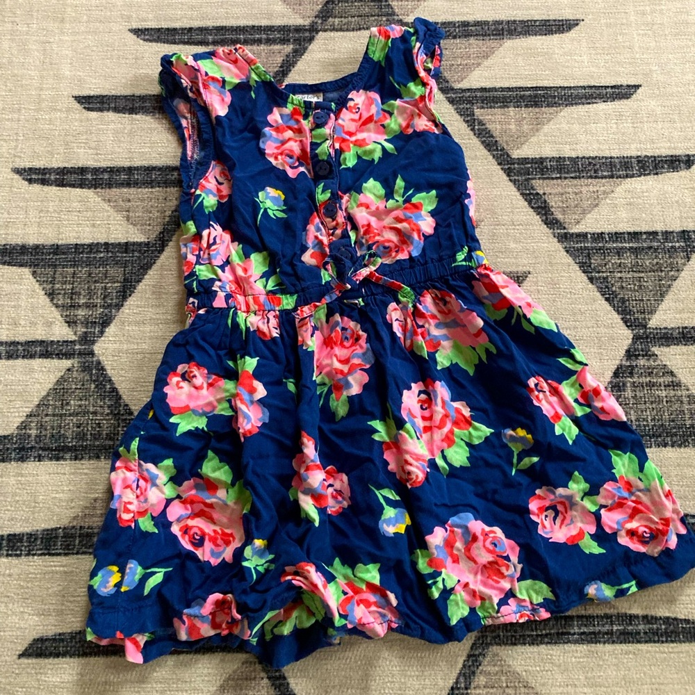 ☀️Carter's Navy Floral Sleeveless Dress, 2T